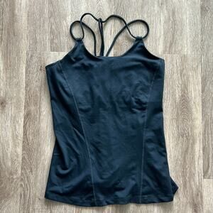 Cabi Power Strappy Back Tank Top Black Size Medium Shelf Bra